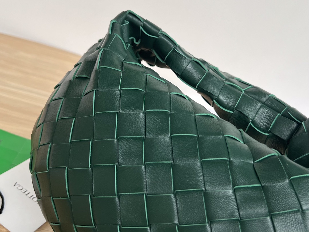 Small Jodie Intrecciato Leather Shoulder Bag Dark Green